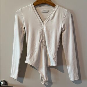 Babaton White Long Sleeve Bodysuit